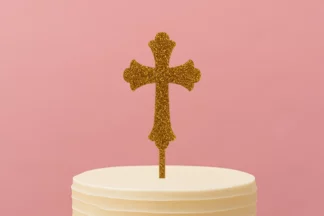 Cross - Acrylic Cake Topper - Gold Glitter,ACTGG-605