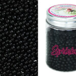 DISC 100g 4mm SHINY BLACK EDIBLE CACHOUS PEARLS