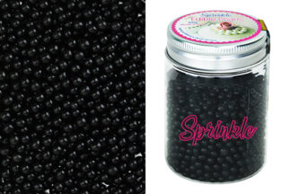 100G 4mm SHINY BLACK EDIBLE CACHOUS,CPSHBK-204