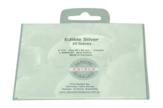 25pcs Transfer Premium Edible Silver Leaf - Made in Germany BA8338,PRSL-TF-125