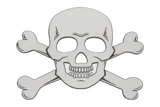 SKULL AND CROSSBONE SILVER LAY ON - CAKE TOPPER Bakery Crafts,H-14029-1