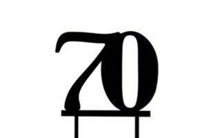 70 Number Acrylic Black Cake Topper,3020136-1600