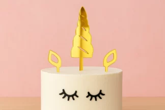 5pce Set Unicorn Horn - Acrylic Cake Topper - Mirror Gold,ACTMG-601