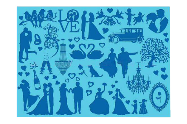 WEDDING SILHOUETTE 4 CAKE LACE MAT - SILICONE MAT | My Dream Cake WEDDING SILHOUETTE 4 CAKE LACE MAT,UCG-005-140-1