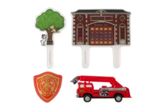 Fire Truck and Station DecoSet Bakery Crafts,15332