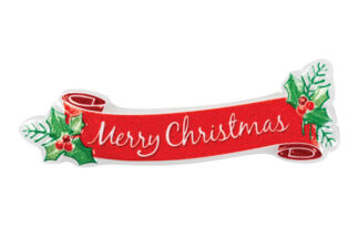 Merry Christmas Banner Layon Topper,41829