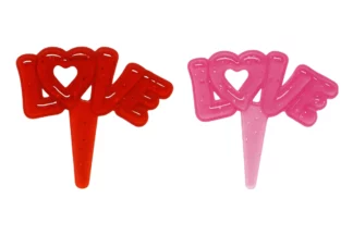 8 PIECES FANCY LOVE SCRIPT - RED AND PINK - CUPCAKE PICKS Bakery Crafts,L-7J