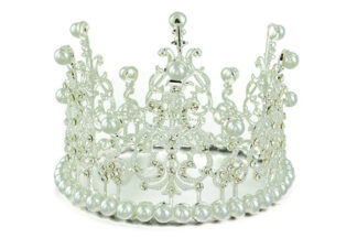 Silver 8 Petal Faux Pearl Accent Crown,UCG-900-012