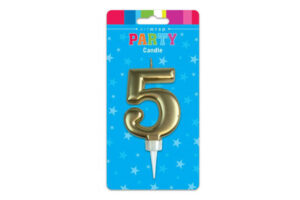 FORMAL GOLD FIVE 5 BIRTHDAY CANDLE,E6126