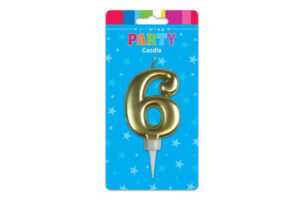 FORMAL GOLD SIX 6 BIRTHDAY CANDLE,E6127