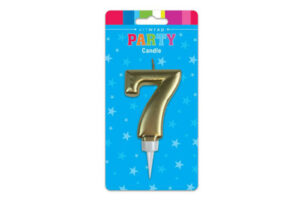 FORMAL GOLD SEVEN 7 BIRTHDAY CANDLE,E6128