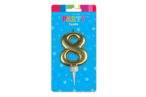 FORMAL GOLD EIGHT 8 BIRTHDAY CANDLE,E6129