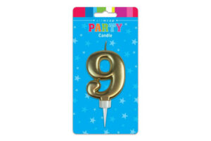 FORMAL GOLD NINE 9 BIRTHDAY CANDLE,E6130