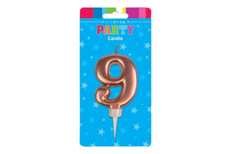 ROSE GOLD NINE 9 BIRTHDAY CANDLE,E6140