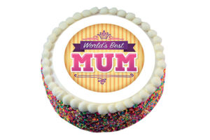 Worlds Best Mum Round Edible Icing,OTA-EII-006