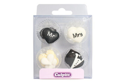 mr and mrs love heart sugar pipings,cs-395
