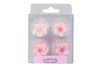 Pack of 12 Pink Flower Sugar Pipings,CS424