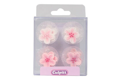 pack of 12 pink flower sugar pipings,cs424