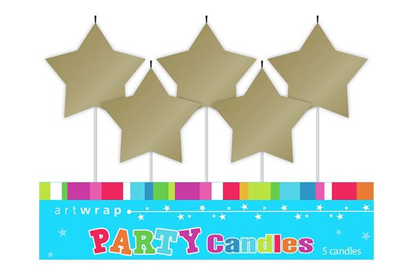 5 pack gold star candle,e3343