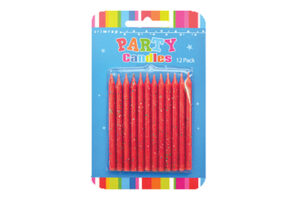 RED GLITTER BIRTHDAY CANDLES,E4193