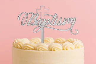 Baptism - Acrylic Cake Topper - Mirror Silver,ACTMS-024