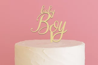 BABY BOY - WOOD LOOK ACRYLIC CAKE TOPPER,ACTWL-BB1