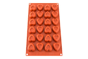 DIMPLED HEART 24 CAVITY SILICONE,DIMPELD HEART SILICONE CHOCOLATE MOLD,DX-087