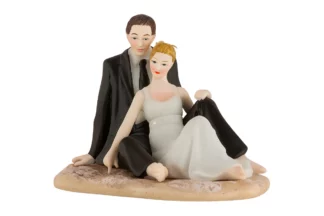 Romantic Bride And Groom Couple Lounging On The Beach Wedding Cake Topper Wedding Star,8653