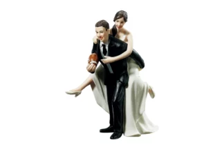 Playful Football Couple Wedding Cake Topper Wedding Star,8669