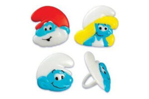 9 Pce The Smurfs Cupcake Rings,AA4705