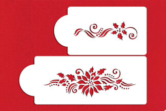 Poinsettia and Holly Sprays Cake Stencil,C725