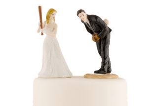 Groom Pitching With Bride Ready To Hit A Home Run Wedding Baseball Sports Themed Cake Topper,G-8662
