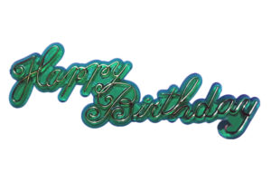 Green Jewel Happy Birthday Script Layon,HB-7J-GGR