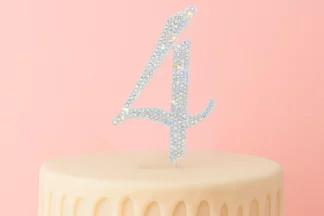 12cm Diamante Number 4 - Rhinestone Cake Topper Monogram Birthday Anniversary,UCG-DCT-124