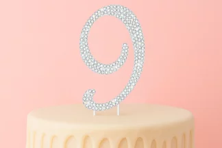 12cm Diamante Number 9 - Rhinestone Cake Topper Monogram Birthday Anniversary,UCG-DCT-129