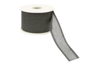 25mm Grey Faux Linen Ribbon With Scalloped Edge,2199947GRY