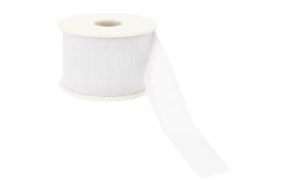 25mm White Faux Linen Ribbon With Scalloped Edge,2199947WH