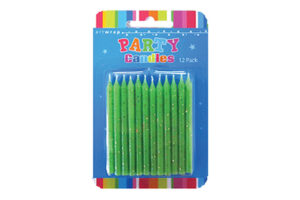 GREEN GLITTER BIRTHDAY CANDLES,GREEN GLITTER PARTY CANDLE ,E4189