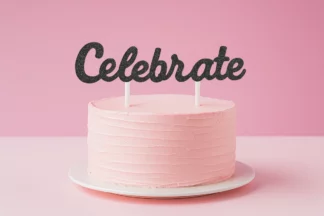 Black Glitter Celebrate Cake Topper Artwrap,E4904