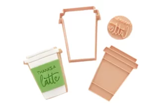 Thanks A Latte Coffee Cup Cutter and Embosser Set - Little Biskut,LBD008
