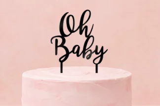 Oh Baby - Acrylic Baby Shower Cake Topper - Silver Mirror,ACTMS-022