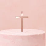 DISC Rose Gold Mirror Cross Cake Decoration