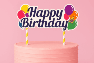 HAPPY BIRTHDAY BALLOONS CARDBOARD CAKE TOPPER Artwrap,E4110