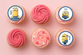 15 PER SHEET 2 Inch 5cm MINIONS CUPCAKE IMAGE SHEET BSC,XEI CC924880