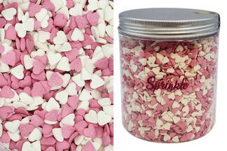 500G PINK WHITE HEARTS SPRINKLE,500G PINK WHITE HEARTS,PINK WHITE HEARTS 500G,SP-WP22-500