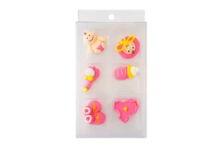 CHRISTENING ASSORTMENT BABY PINK | SUGAR DECORATIONS | 6 PIECE PACK BSC,FS-CHRST-SET-PINK-6PK