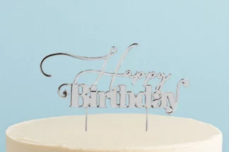 SILVER Metal Cake Topper - HAPPY BIRTHDAY 1 Bake Group,CC-SIHB1