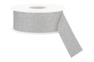 38mm SILVER GLITTER PAPER RIBBON - sold per metre,RIBSGLTR-38