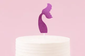 DISC Mermaid Tail Pink Glitter Cardboard Cake Topper Artwrap,E4952