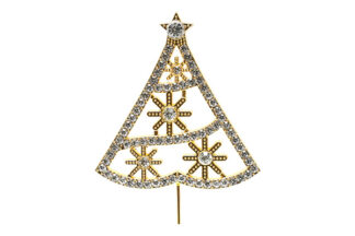 Gold Christmas Tree Diamante Cake Topper Pick,SC-GXMAS